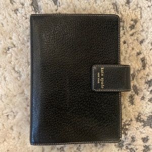 Kate Spade Black Leather 6 Ring Binder for Planner Paper Calendar, 7.5 x 5.5”